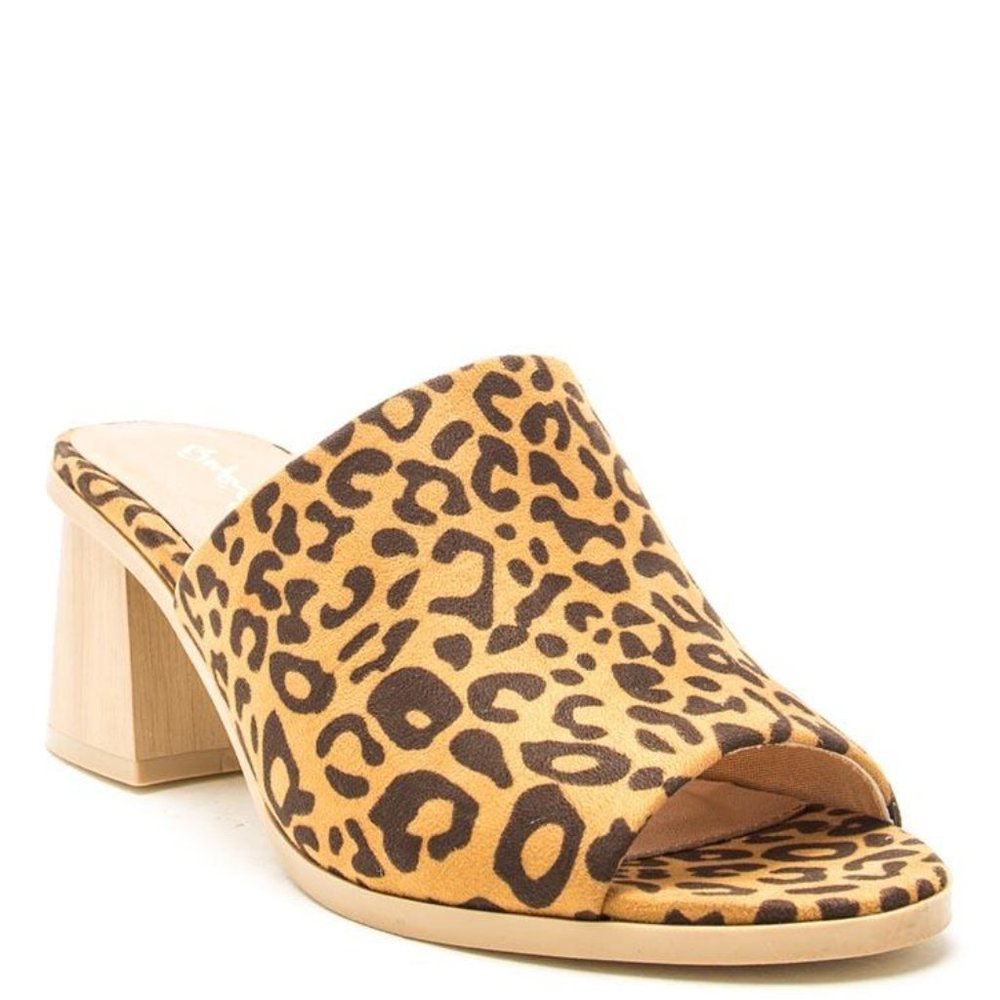 Camel Black Leopard Single Band Mules